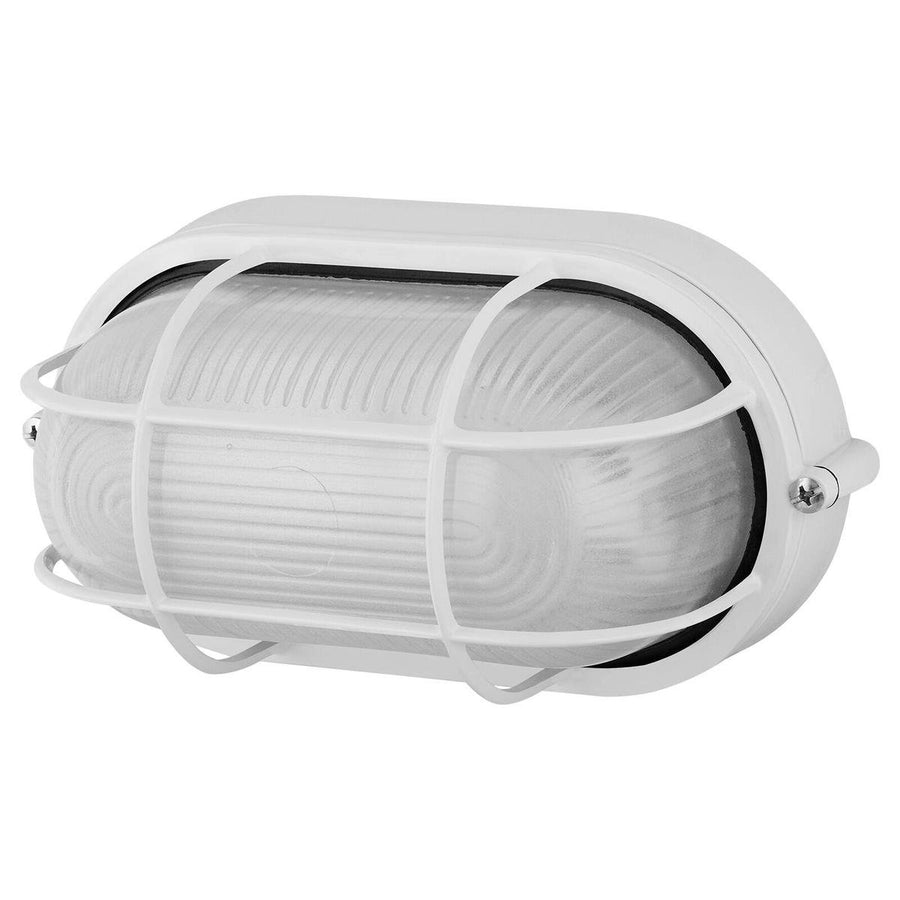 Arlec White Oval Caged Bunker Light - 1 x 60W E27 - Weather Resistant - SuperSaverAU - view 1