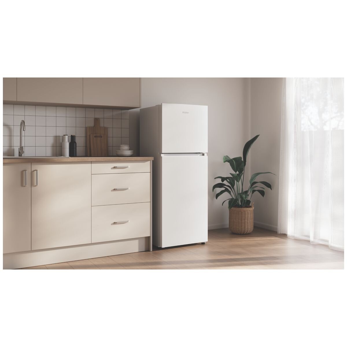 Haier 208L Top Mount Fridge - White - Frost Free - Reversible Door - 4.5 Star Energy Rating - HRF210TW