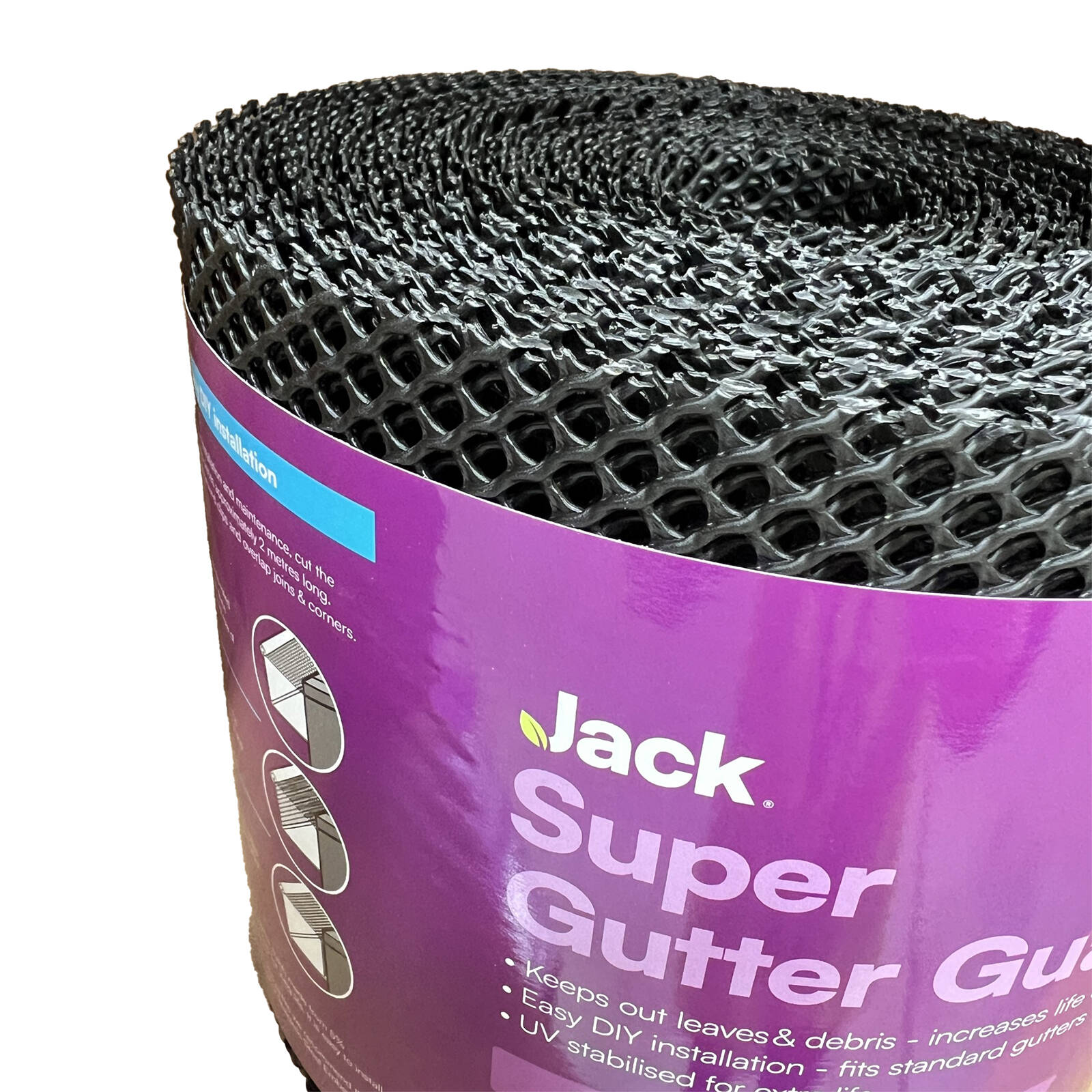 Jack 180mm x 15m Black Plastic Super Gutter Guard - Trade Pack