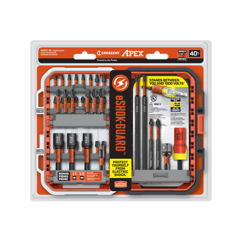 Crescent Eshok Guard Alphacase Set 40 Piece - Insulated Tool Set 254mm x 226mm x 52mm - Electric Shock Protection - SuperSaverAU - view 1