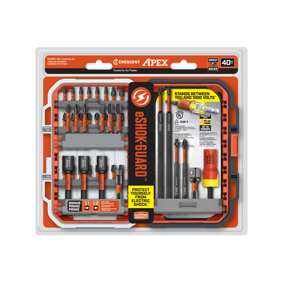 Crescent Eshok Guard Alphacase Set 40 Piece - Insulated Tool Set 254mm x 226mm x 52mm - Electric Shock Protection - SuperSaverAU - view 1