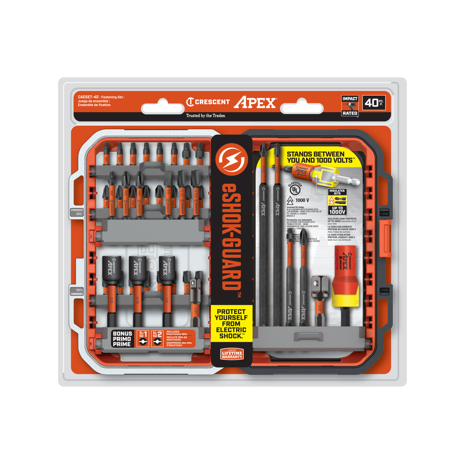 Crescent eSHOK-GUARD alphaCASE Socket and Bit Set - 40 Piece