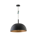 Verve Design 60W Black and Gold Metal Dome Pendant Light E27 Indoor PLS002
