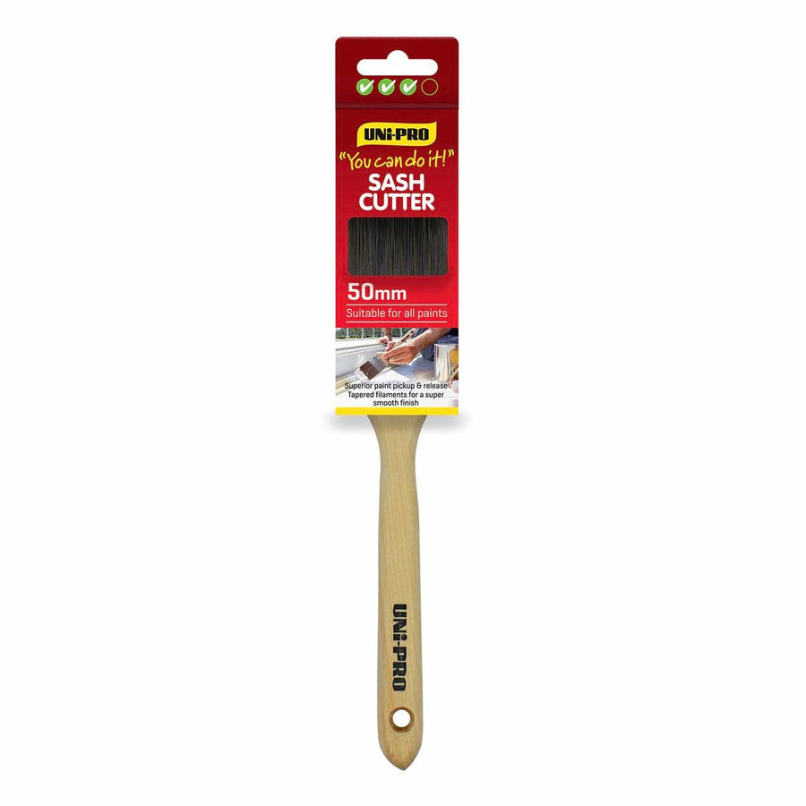 UNi-PRO Sash Cutter Paint Brush 50mm Timber Stainless Steel Smooth Finish - SuperSaverAU - view 1
