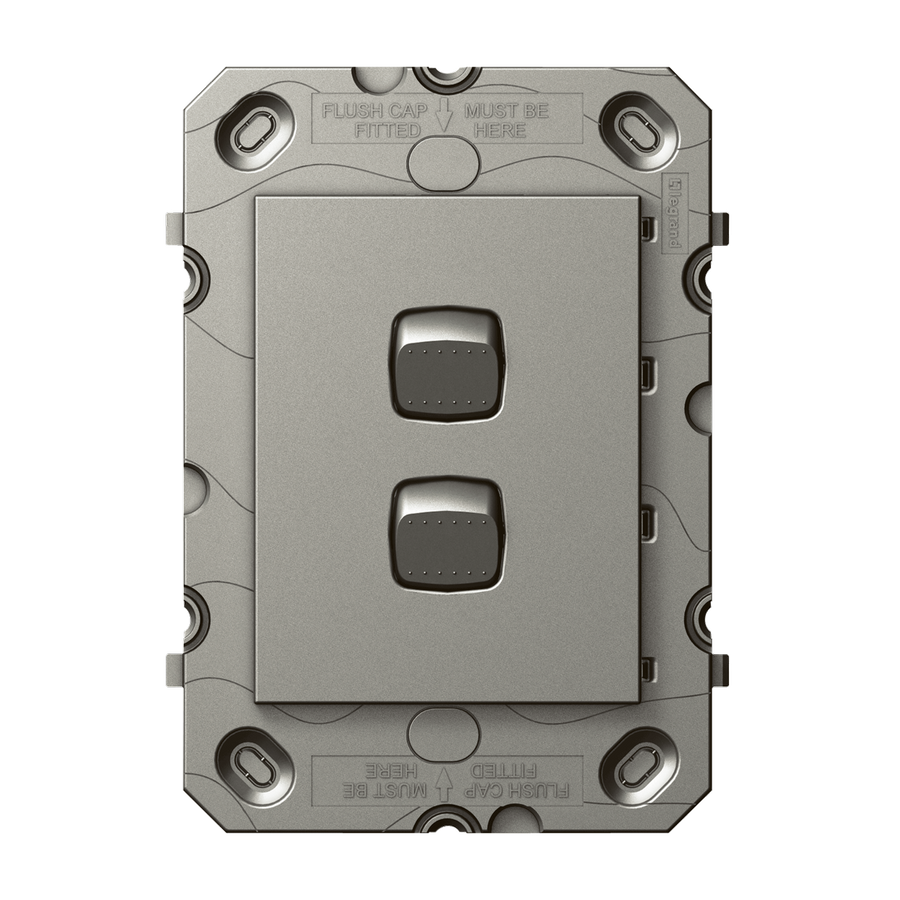 Hpm Arteor 2 Gang Wall Switch Grid - Magnesium - 113mm x 77mm - Indoor Use - SuperSaverAU - view 1