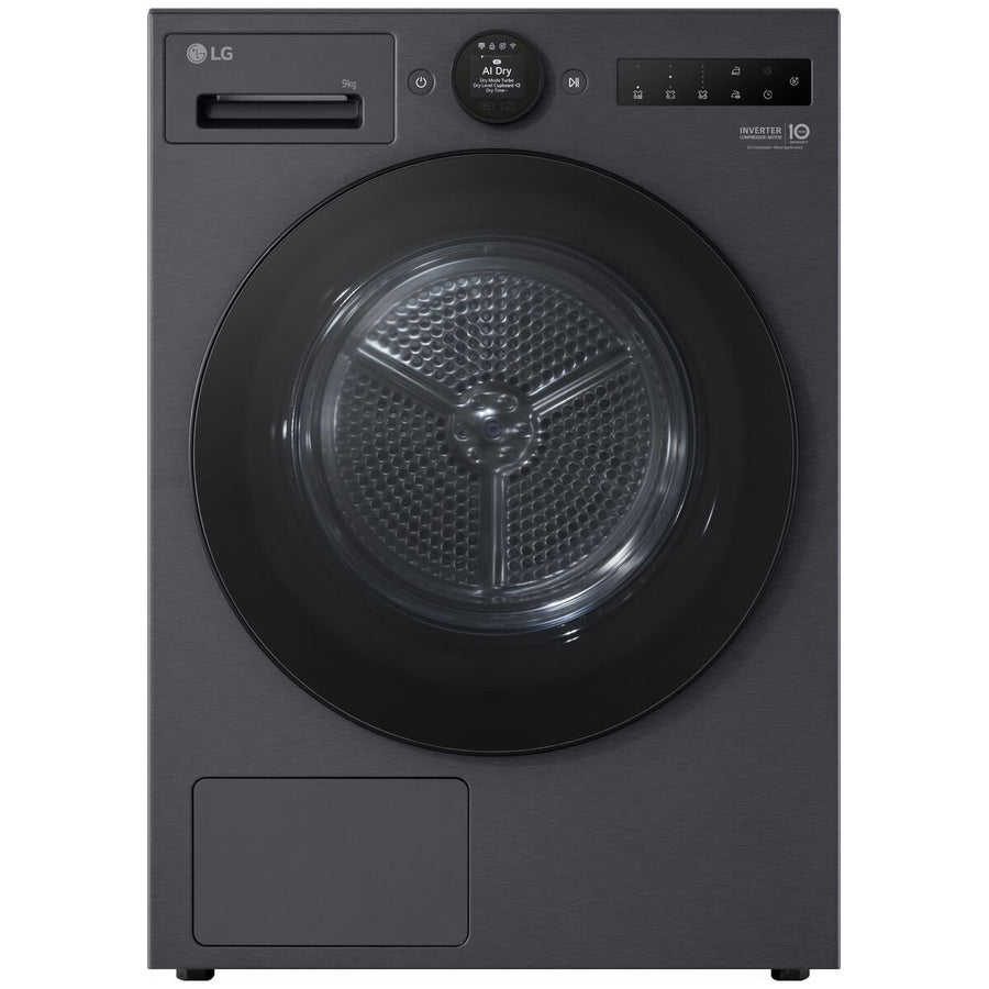 LG Series 9 9kg Heat Pump Dryer - Matte Black, 9 Star Energy Rating, TurboDry - DXH9-09MB