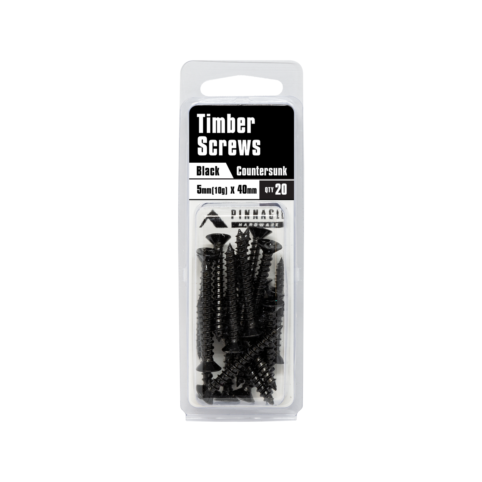 Pinnacle 5.0 x 40mm Black Countersunk Head Timber Screws - 20 Pack