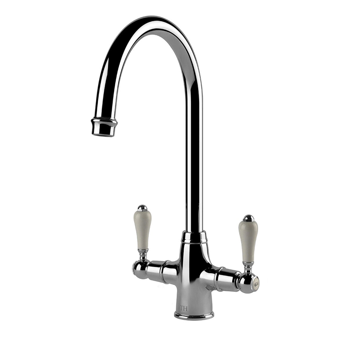 Turner Hastings Ludlow double sink mixer - chrome gooseneck with swivel spout - 5 star WELS - LU101DM-CH