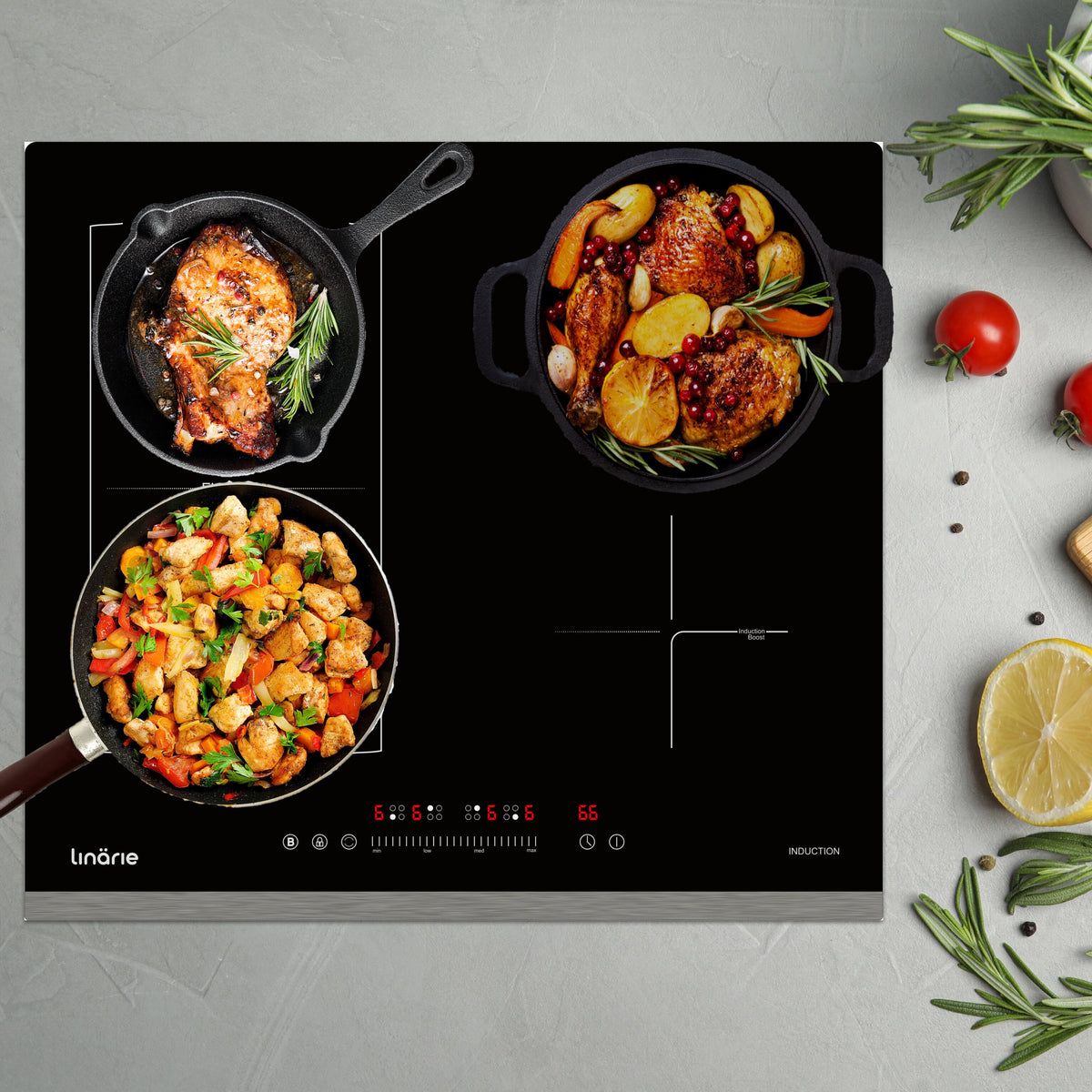 Linarie 60cm four zone induction cooktop - Flex Zone - nine power levels - six cooking modes - LS60I1F2Z