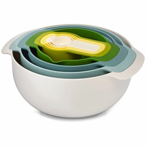 Joseph Joseph Nest 9 Plus 9-Piece Bowl Set - Stackable Bowls, Colander, Sieve and Measuring Cups - 40076