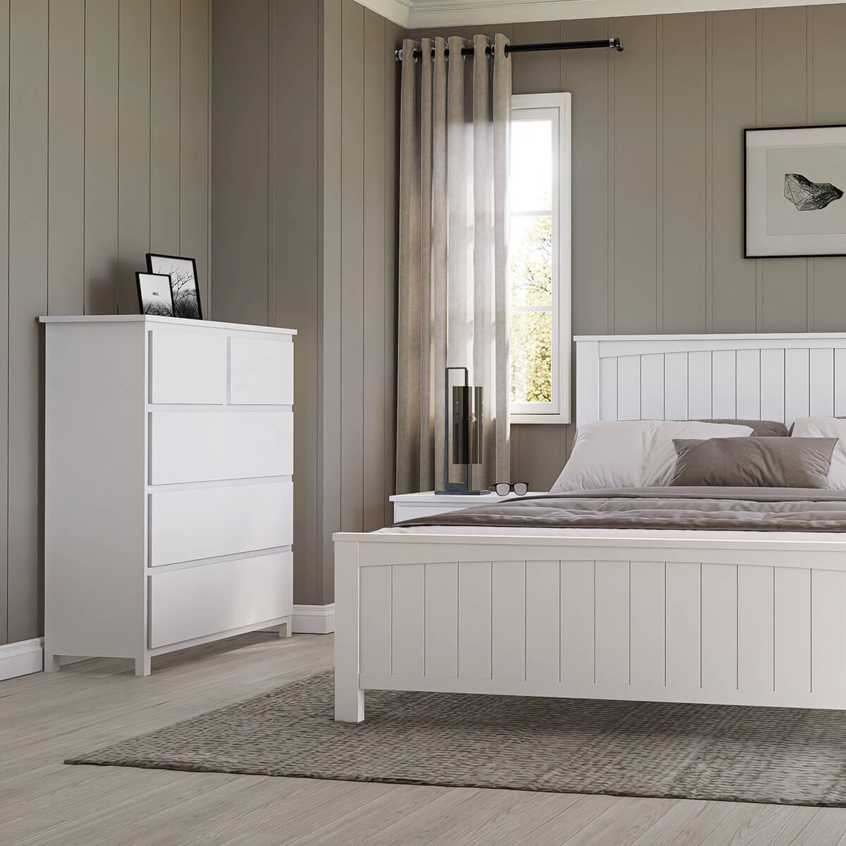Ostro Furniture Sophia tallboy - white finish, rubberwood timber, supplied fully assembled - 20003010