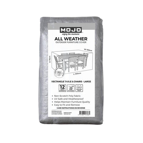 Mojo Large All Weather Rectangle Table and Chairs Cover - 3000mm x 750mm x 1650mm - UV Resistant - Weatherproof - SuperSaverAU - view 1