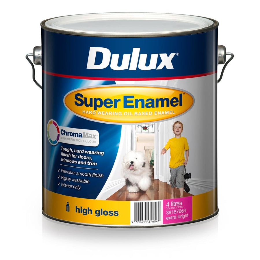 Dulux Extra Bright High Gloss Enamel Paint - 4L - Extra Bright - Oil Based - Washable - SuperSaverAU - view 1