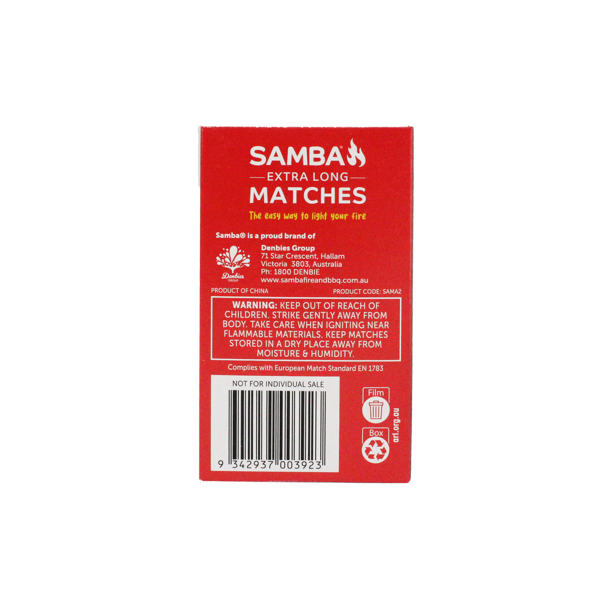 Samba 90mm Matches 2 Pack - 100 Safety Matches - 98mm Length - Durable - SuperSaverAU - view 3