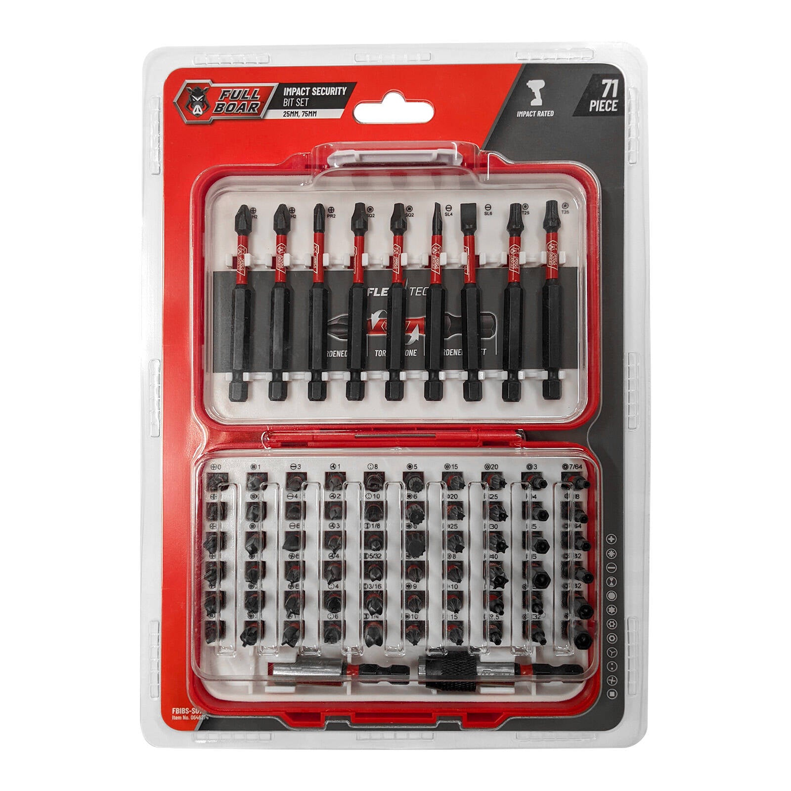 Full Boar 71 Piece Impact Security Torsion Bit Set with Case