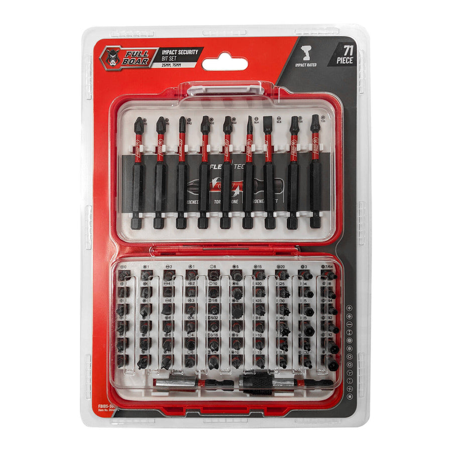 Full Boar 71 Piece Impact Security Torsion Bit Set with Case