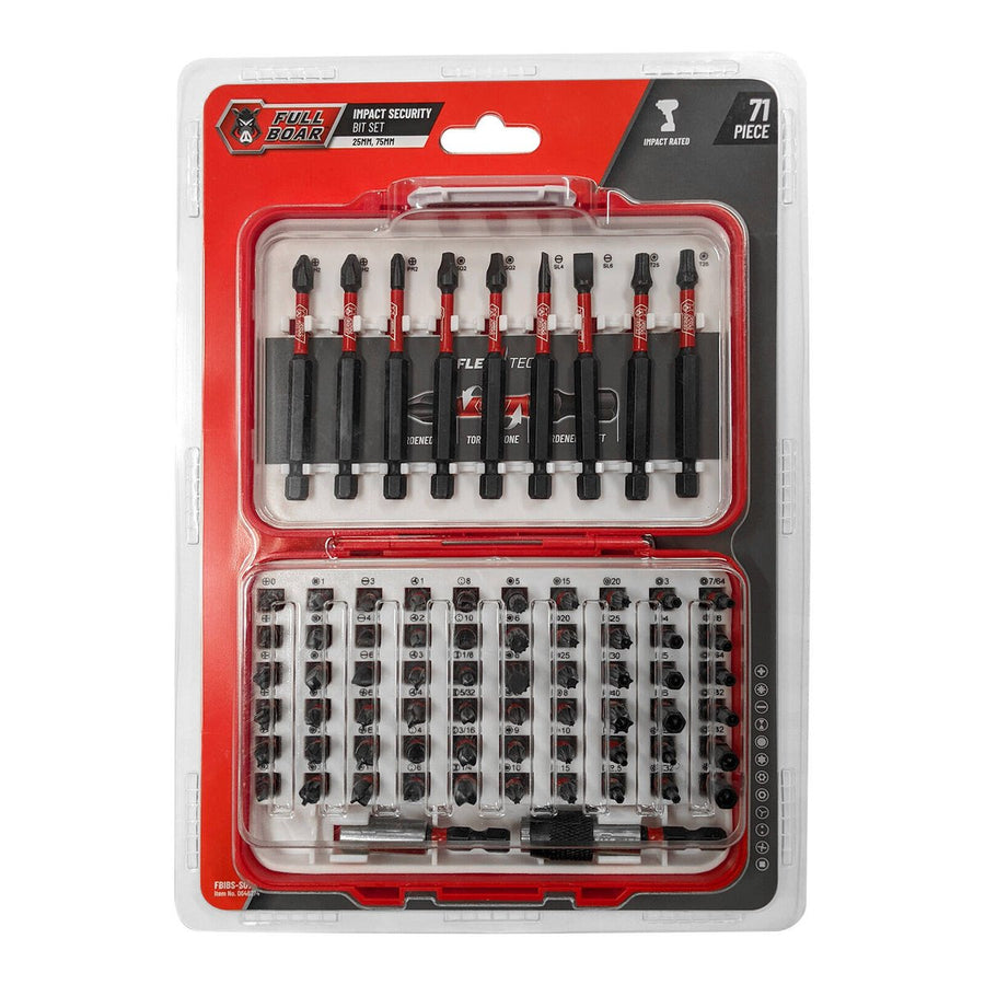 Full Boar 71 Piece Impact Security Torsion Bit Set - Hardened S2 Steel - 180mm x 20mm x 260mm - SuperSaverAU - view 1
