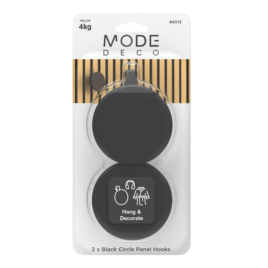 Mode Acoustic Panelling Robe Hooks 2 Pack - 75mm x 93mm - Black - Easy Installation - SuperSaverAU - view 1