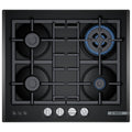 Bosch 60cm Series 4 Black Tempered Glass Gas Cooktop - Four Burners, Wok Burner, Sword Knobs - PNH6B6B91A