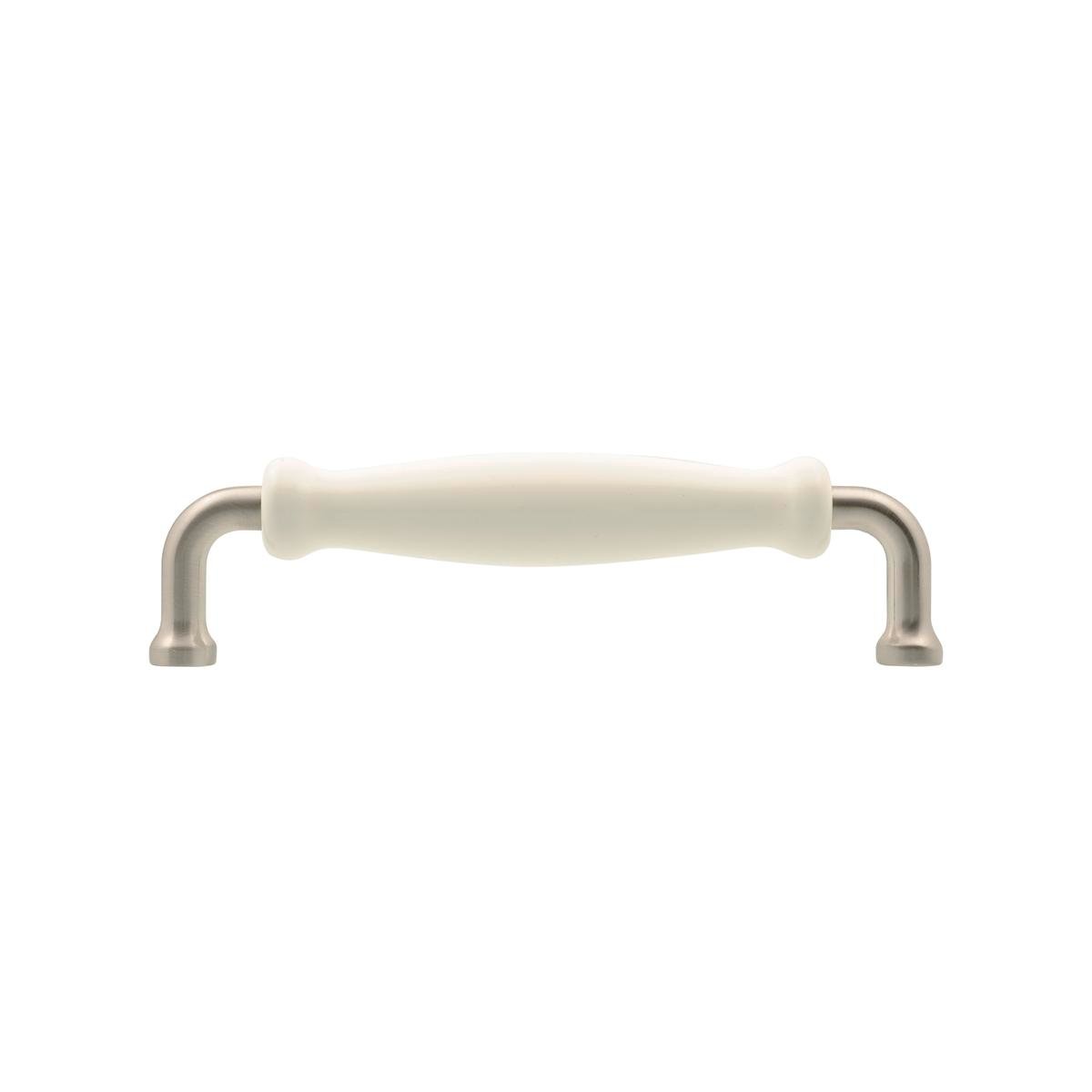Prestige 128mm Handle - White Ceramic - Brushed Nickel - Card of 4 - SuperSaverAU - view 1