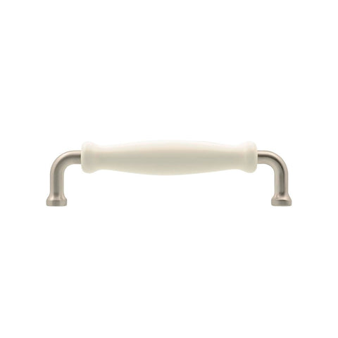 Prestige 128mm Handle - White Ceramic - Brushed Nickel - Card of 4 - SuperSaverAU - view 1