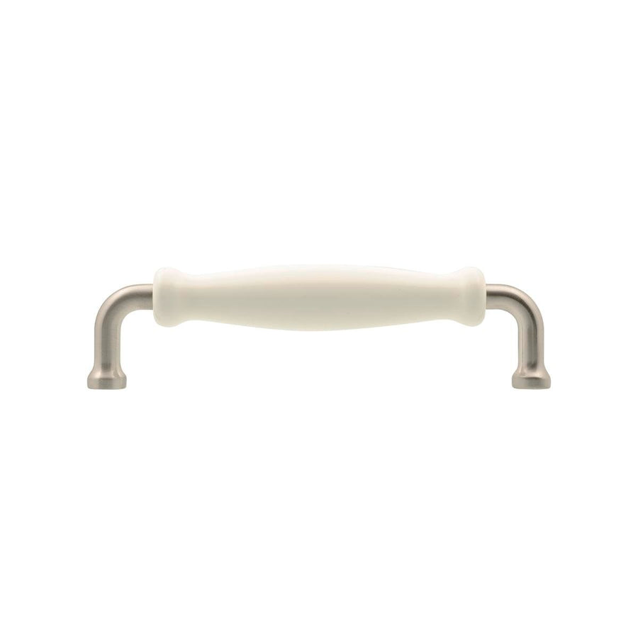 Prestige 128mm Handle - White Ceramic - Brushed Nickel - Card of 4 - SuperSaverAU - view 1