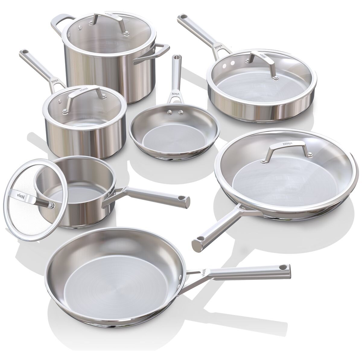 Ninja EverClad Stainless Steel Cookware Set - Tri-Ply, Induction Compatible, Oven Safe to 315°C - C99012