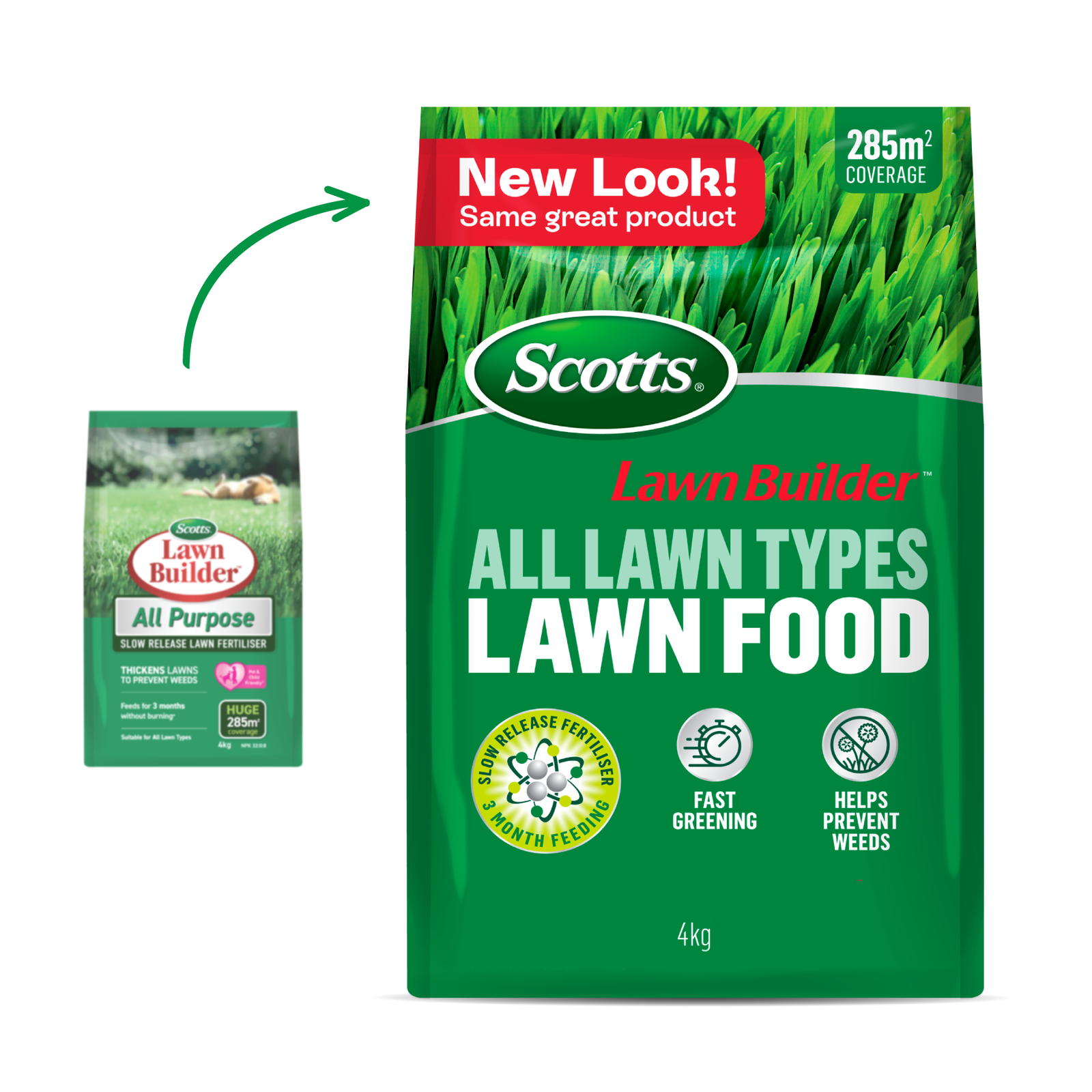 Scotts Lawn Builder All Lawn Types Lawn Food 4kg - Granular Slow Release, Covers 285m2