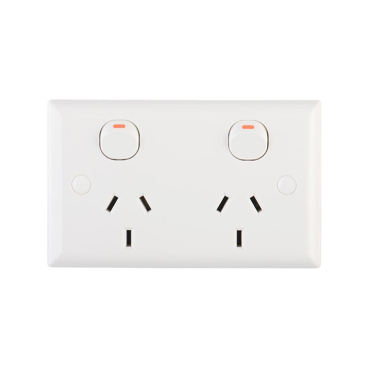 DETA Solid Plate Double Powerpoint - 250V 10A - ABS - Safe Design - SuperSaverAU - view 1