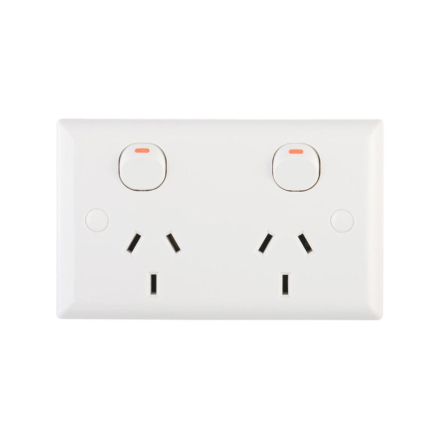 DETA Solid Plate Double Powerpoint - 250V 10A - ABS - Safe Design - SuperSaverAU - view 1