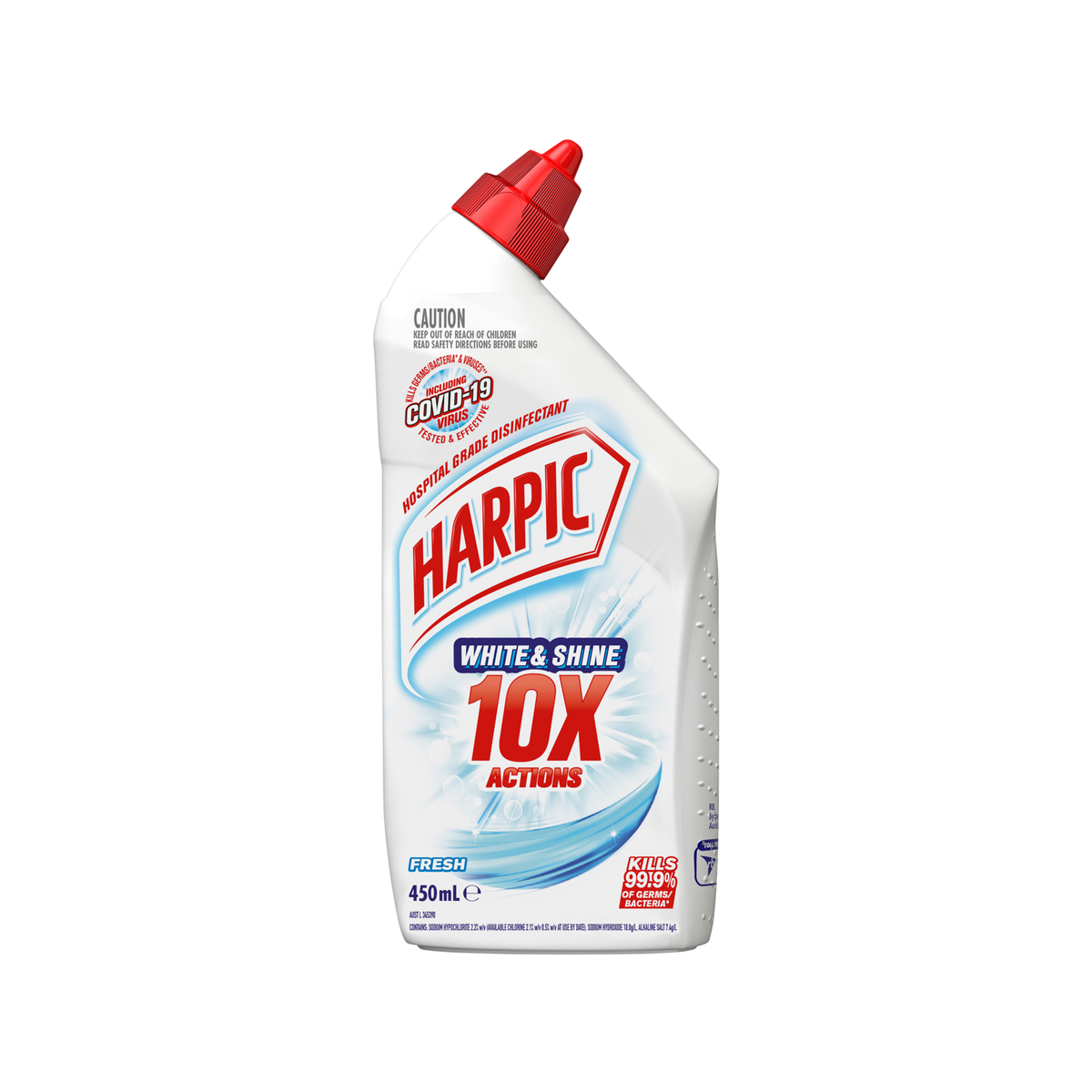 Harpic White Shine Toilet Cleaner - 450ml - Hospital-Grade Disinfectant - SuperSaverAU - view 1