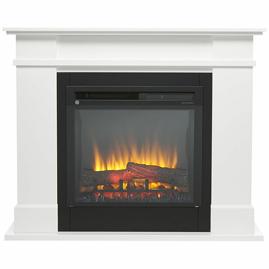 Dimplex 1.5kW Rail Mantle Electric Fire - Matte White - Optiflame LED Flame Effect - RAL15-AU