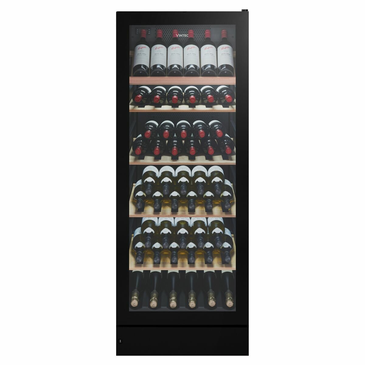 Vintec 148 Bottle Wine Storage Cabinet - Black, Multi-Temp Zones, Left Hinge, Anti-UV Glass - VWM148SBA-L
