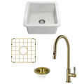 Turner Hastings Cuisine 46 Butler Sink Pack - Brushed Brass Ludlow Pull Out Mixer Tap - 28L Bowl - PKG043
