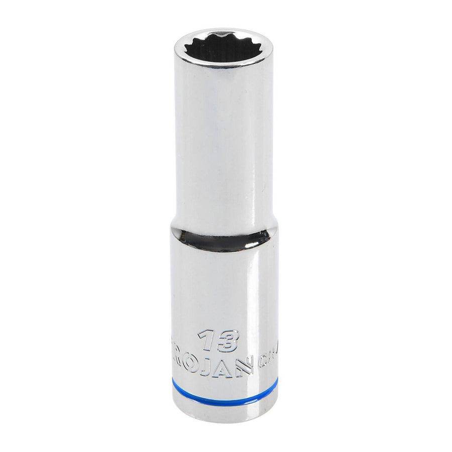 Trojan 13mm Deep Socket 1/2" Drive - Chrome Vanadium - Durable - 12-Point - SuperSaverAU - view 1