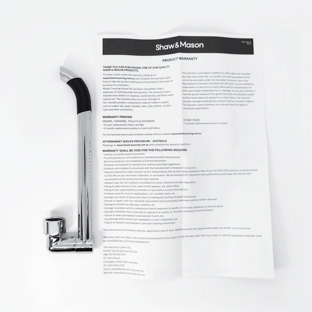 Shaw Mason Chrome Swivel Laundry Arm - 230mm - Lead Free Brass - Durable - SuperSaverAU - view 2