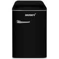 Husky 118L retro style bar fridge - black, 12L freezer compartment, adjustable shelves - HUSRET135BKHU
