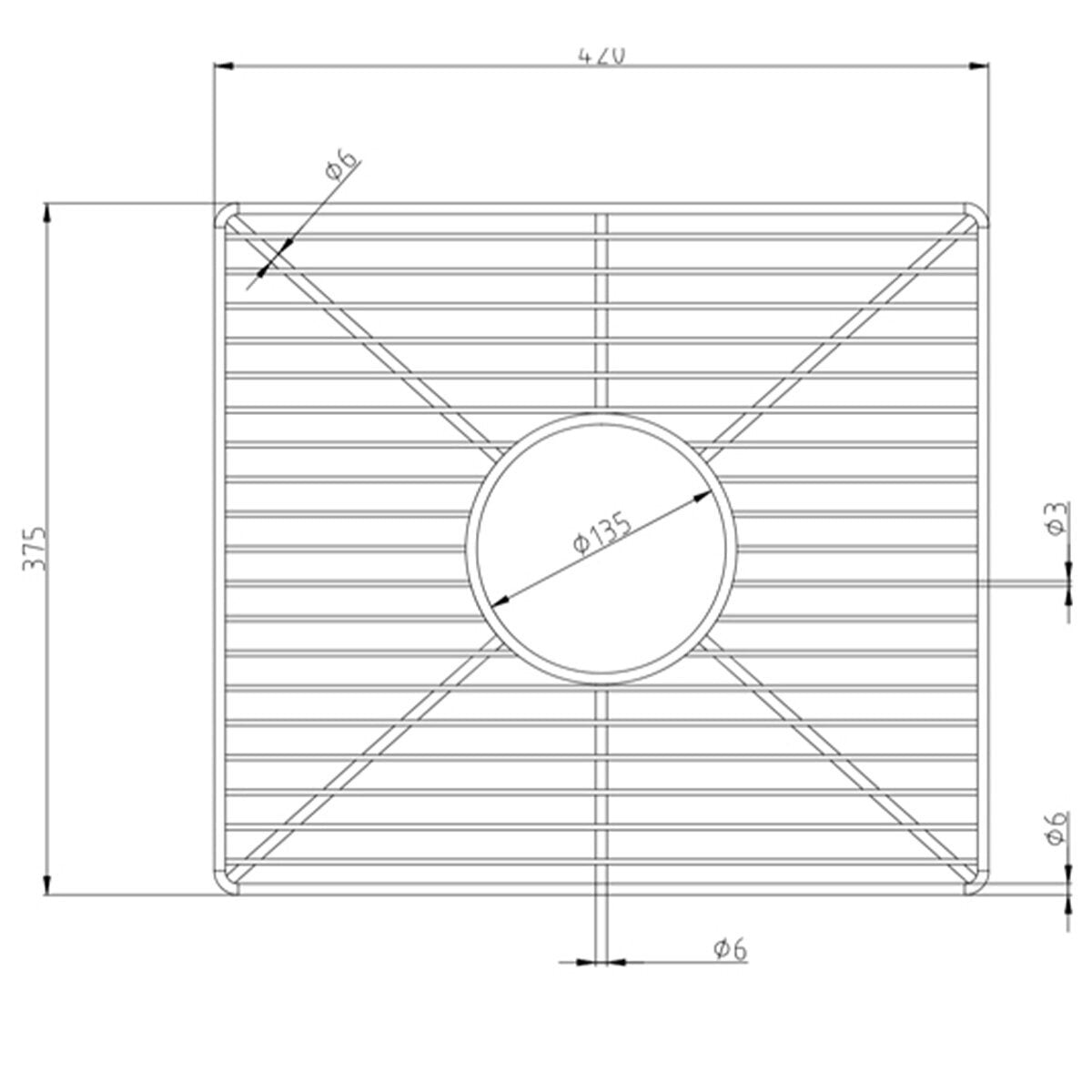 Turner Hastings Patri 100 protective sink grid - stainless steel, silver finish, 420mm wide - PA100SSG