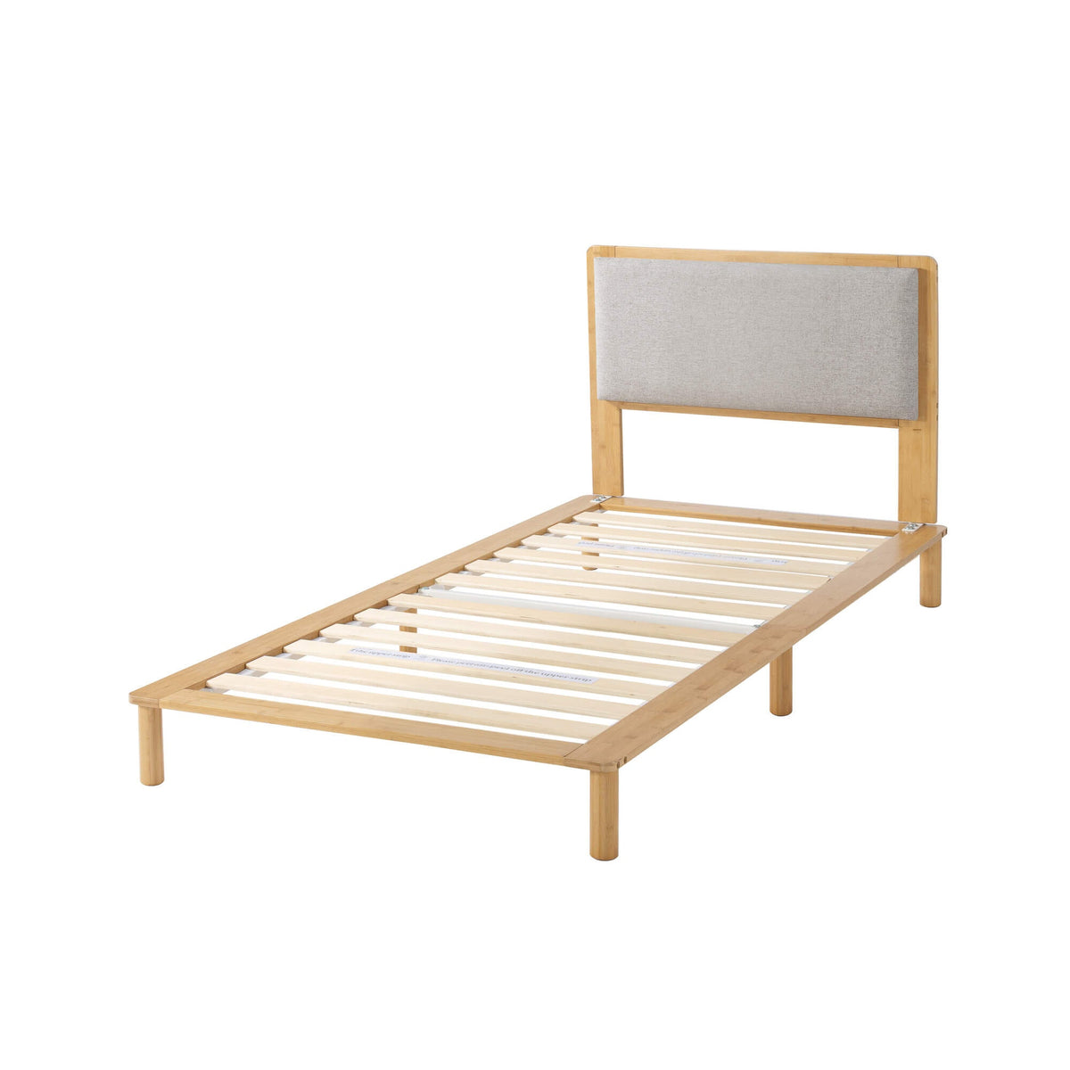 Zinus Arden King Single Bamboo Bed Frame - Natural Finish, Upholstered Headboard, Slats - AU-FPWNH8ZC-08B