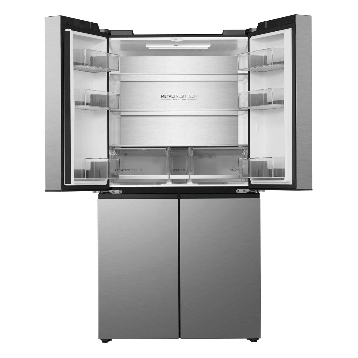 Haier 682L Quad Door Fridge Freezer - Satina - 5 Star Energy Rating - Wi-Fi - HRF690YS