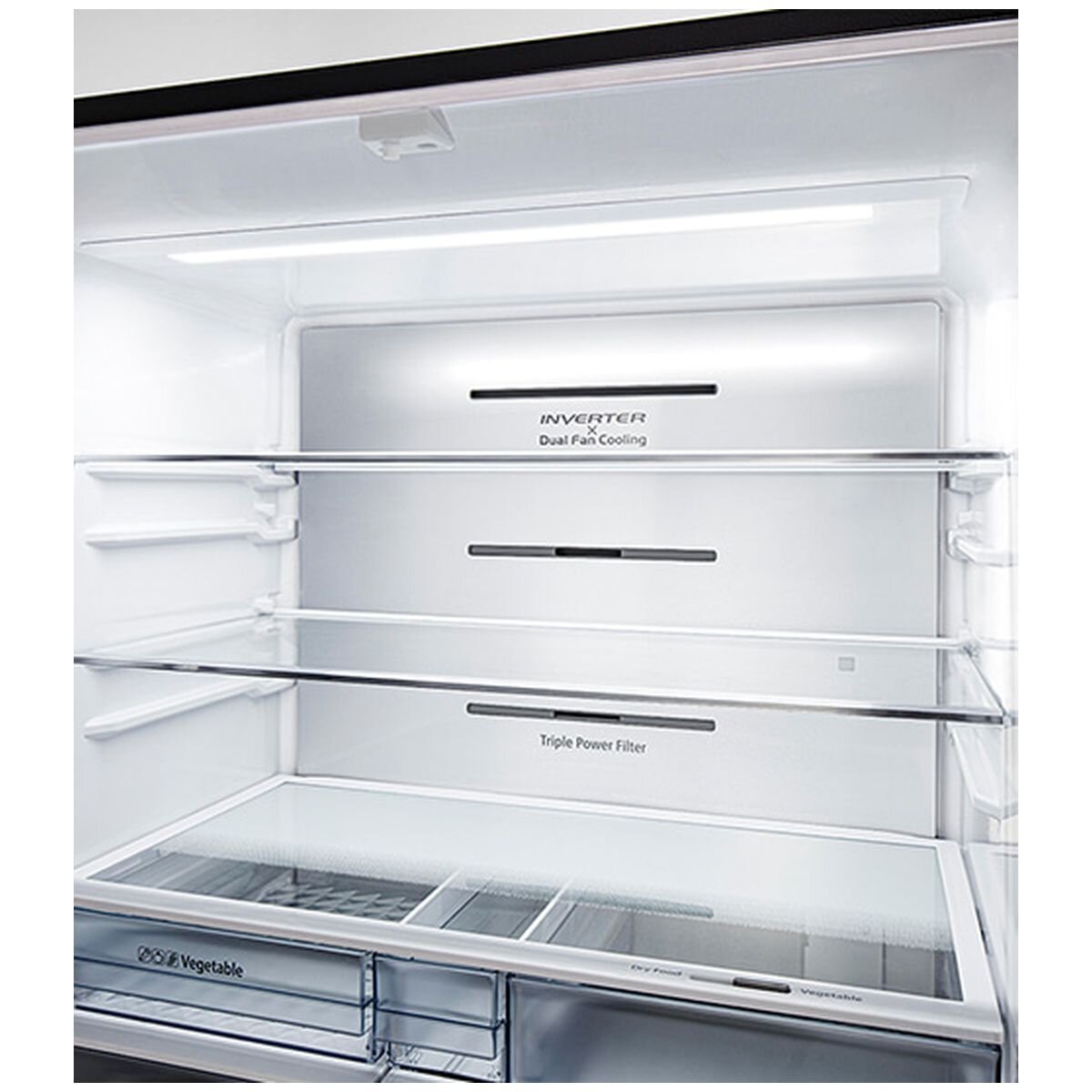 Hitachi 569L French Door Fridge - Matte White Glass, Human Sensor Auto Door, Ice Maker - RWB640VT0X-1MGW