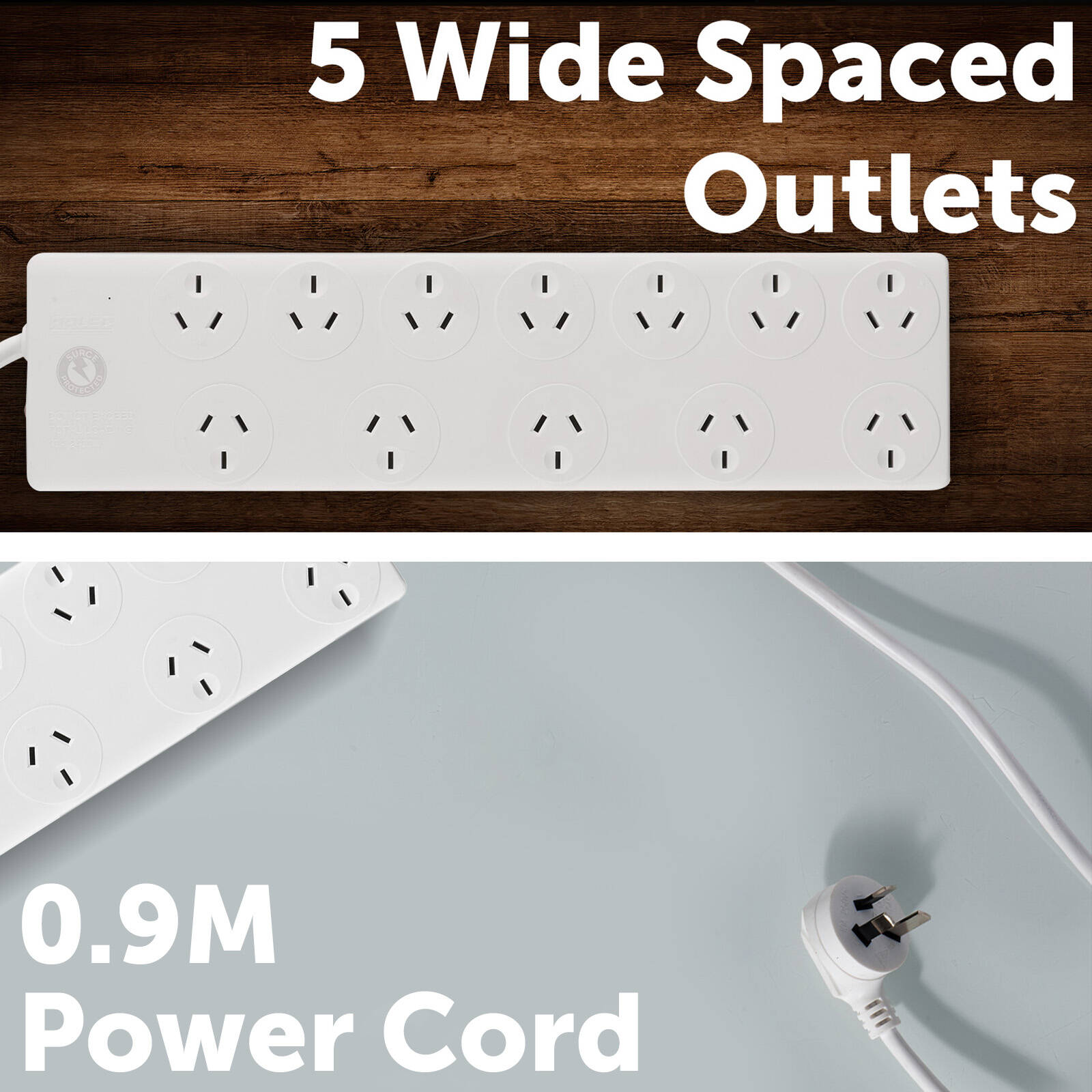 Arlec 12 Outlet Power Board with Surge Protection 2400W PB12PP