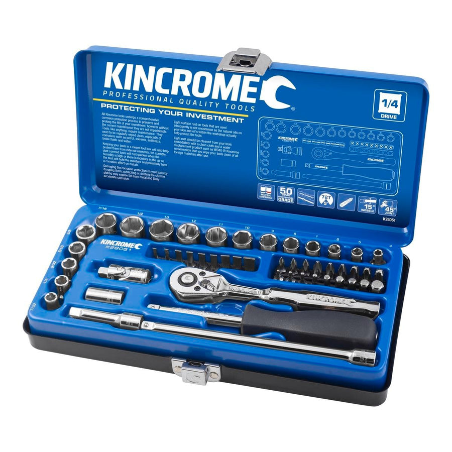 Kincrome Socket Set - 50 Piece - Chrome Vanadium Steel - Ratcheting - SuperSaverAU - view 1