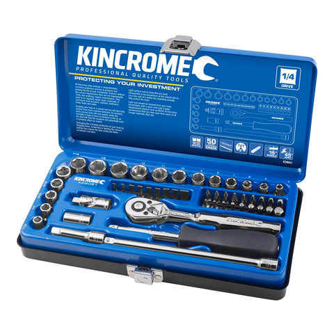 Kincrome 50 Piece 1/4" Drive CRV Metric and Imperial Socket Set Ratcheting