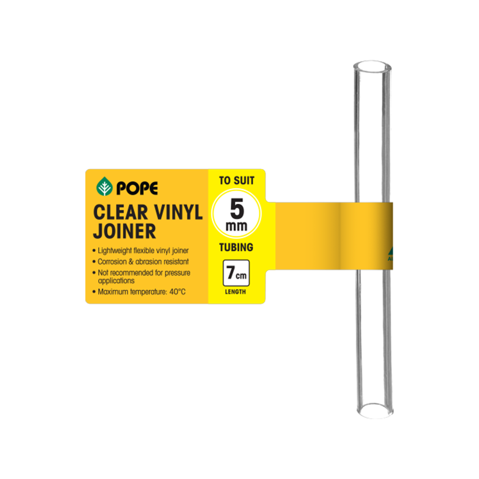Pope 5mm x 7cm Clear Vinyl Tubing Joiner - Flexible PVC Connector