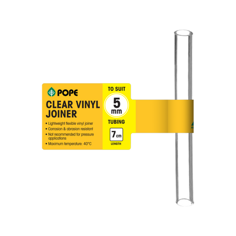 Pope 5mm x 7cm Clear Vinyl Tubing Joiner - Flexible PVC Connector
