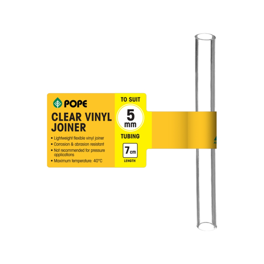 Pope 5mm x 7cm Clear Vinyl Tubing Joiner - Flexible PVC Connector