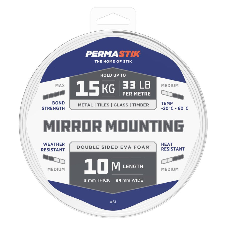 Permastik Mirror Mounting Tape - 10m x 24mm - Foam - Max Bond Strength - SuperSaverAU - view 1