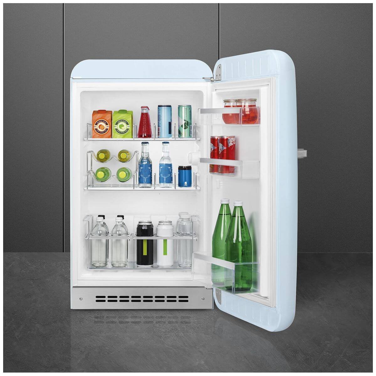 Smeg 50s Retro Style Happy 135L bar fridge - right hinge, pale blue, 6 star energy rating - FAB10HRPB6