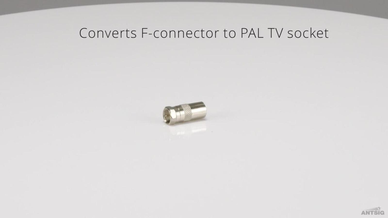 Antsig F59 Plug to PAL TV Socket Nickel Plated